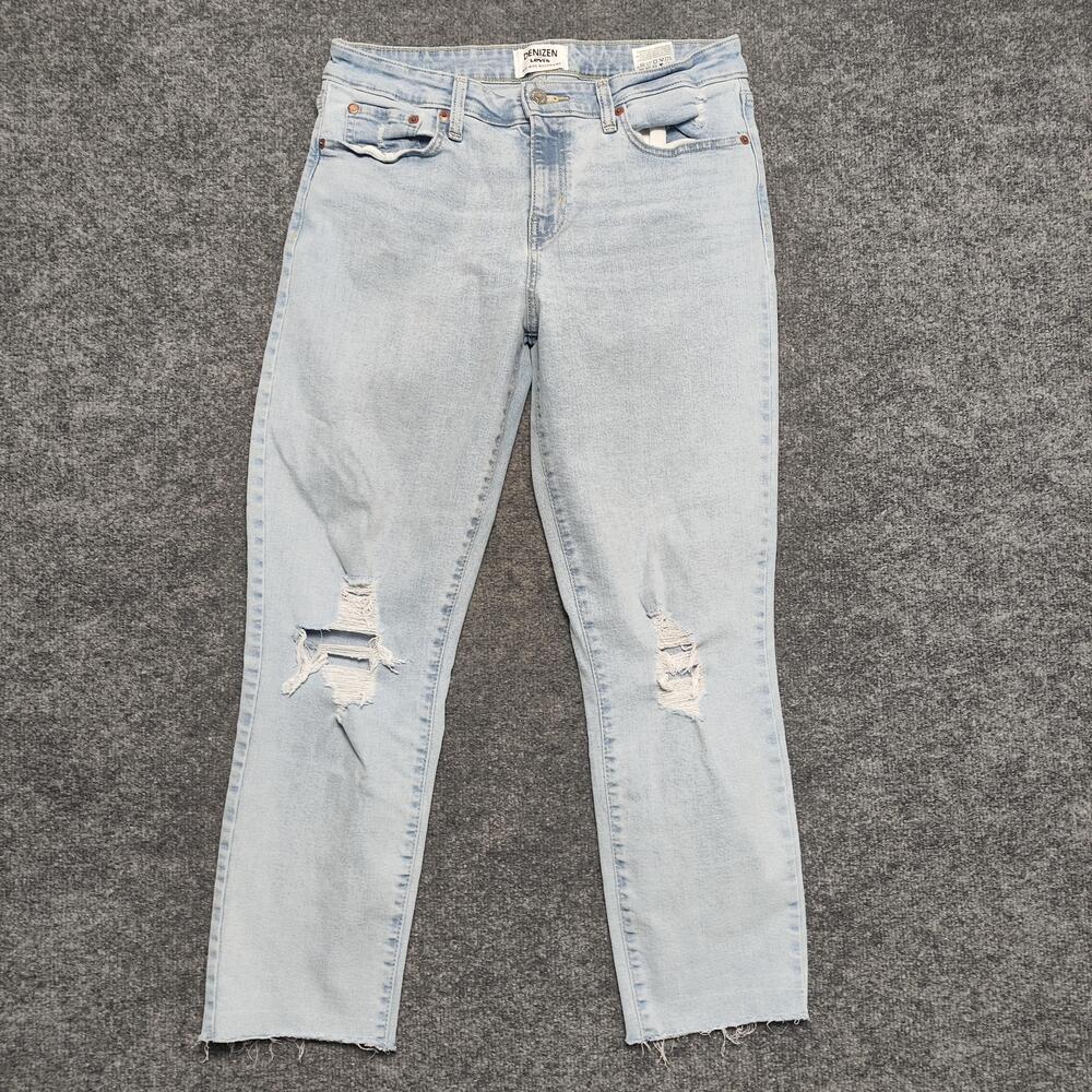 Denizen From Levis Boyfriend Jeans Womens 12 Light Wash Distressed Denim